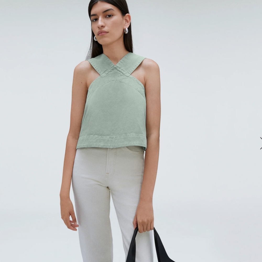 NWT Everyone Cross-Front Apron Sea Glass